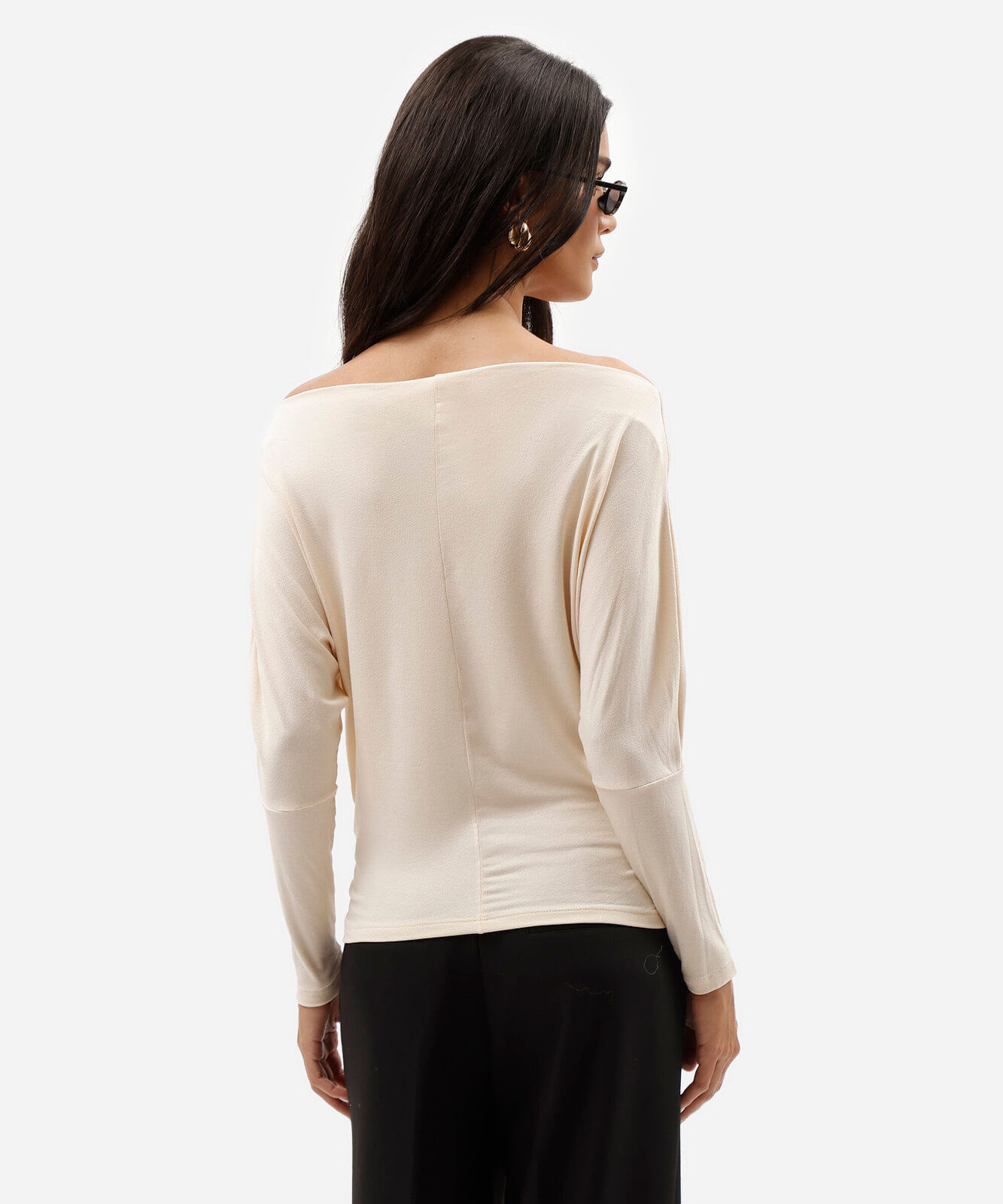 blusa feminina de viscose manga longa bege