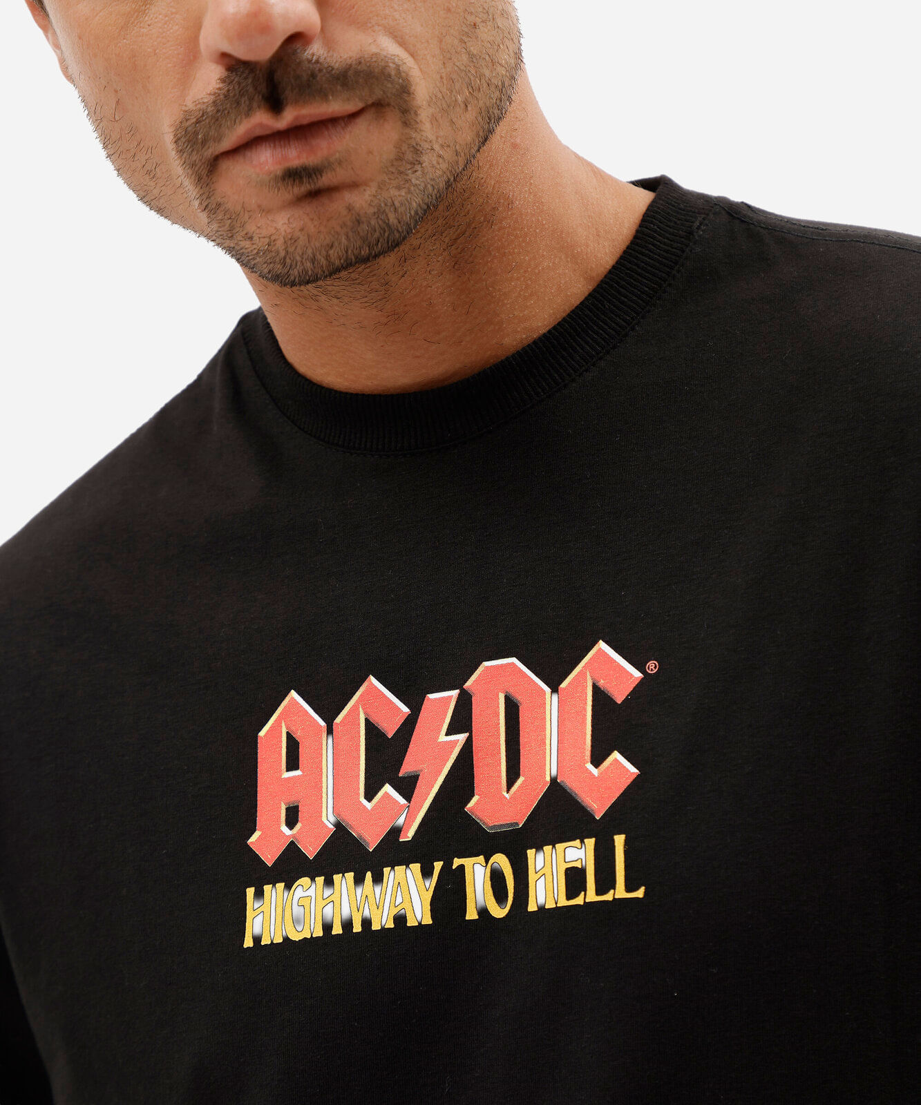 camiseta masculina de algodão manga curta acdc preta