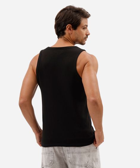 regata slim fit masculina de algodão básica preta