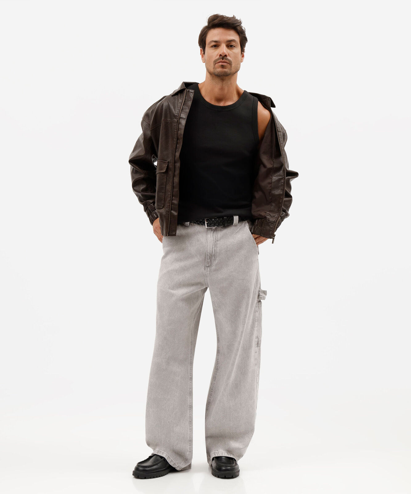 regata slim fit masculina de algodão básica preta