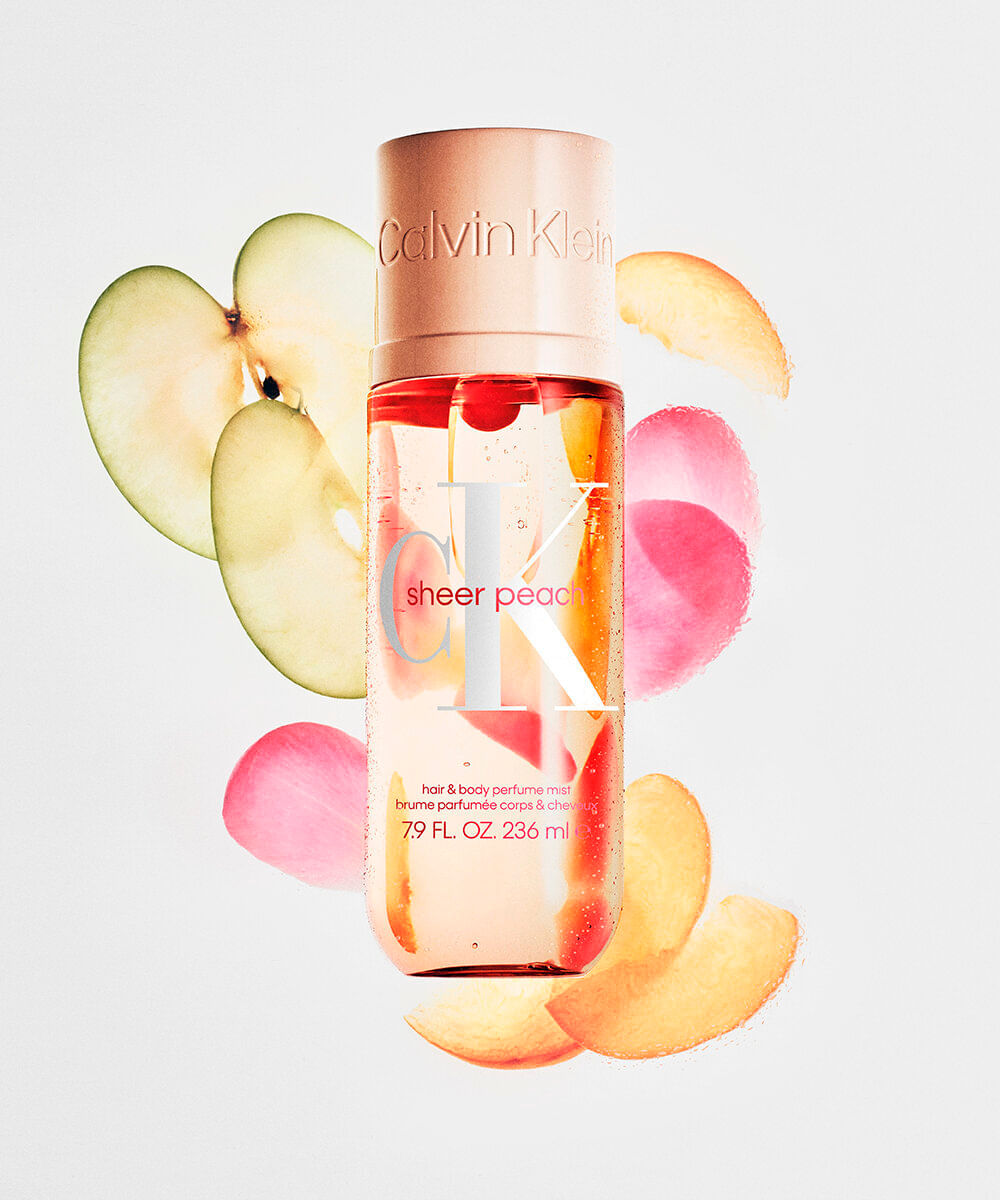 body splash unissex calvin klein sheer peach body e hair mist 236ml