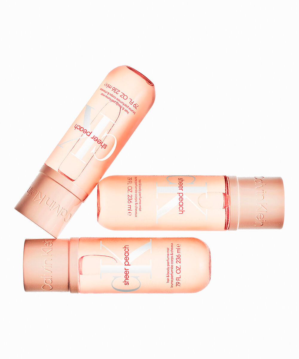 body splash unissex calvin klein sheer peach body e hair mist 236ml