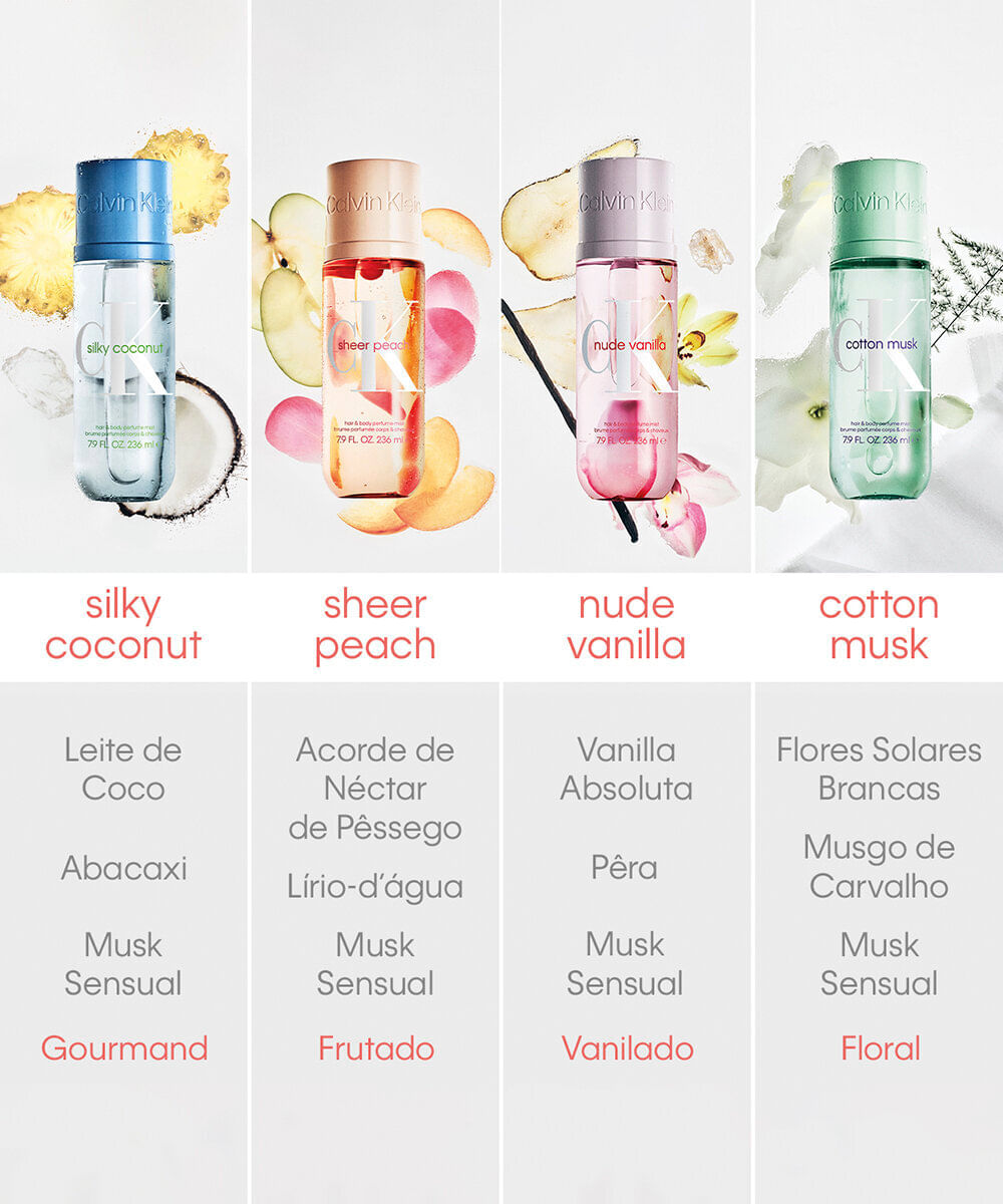 body splash unissex calvin klein sheer peach body e hair mist 236ml