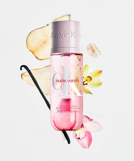 body splash unissex calvin klein nude vanilla body e hair mist 236ml