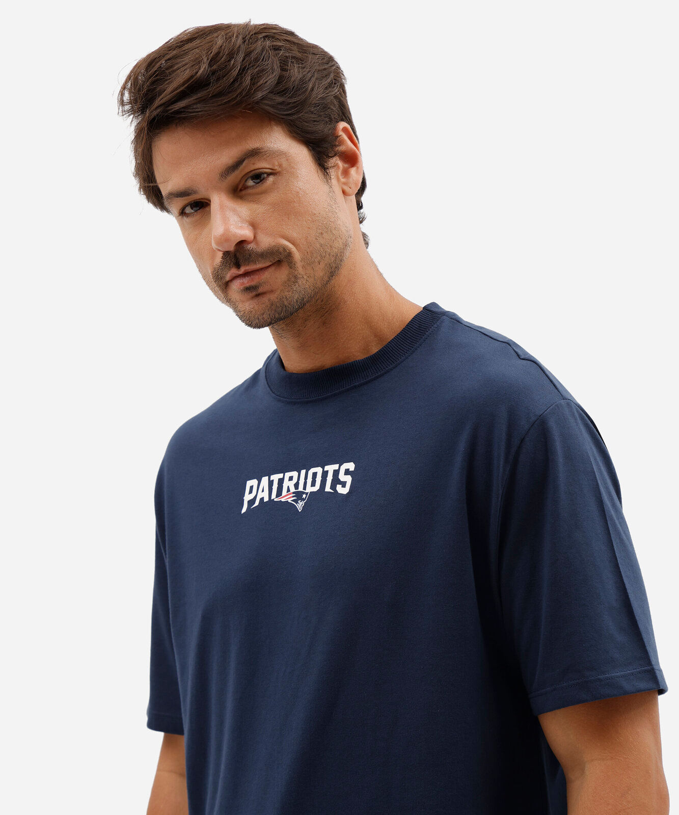 camiseta masculina com algodão manga curta patriots nfl azul