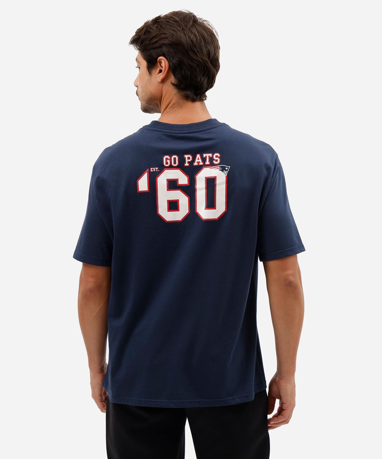 camiseta masculina com algodão manga curta patriots nfl azul