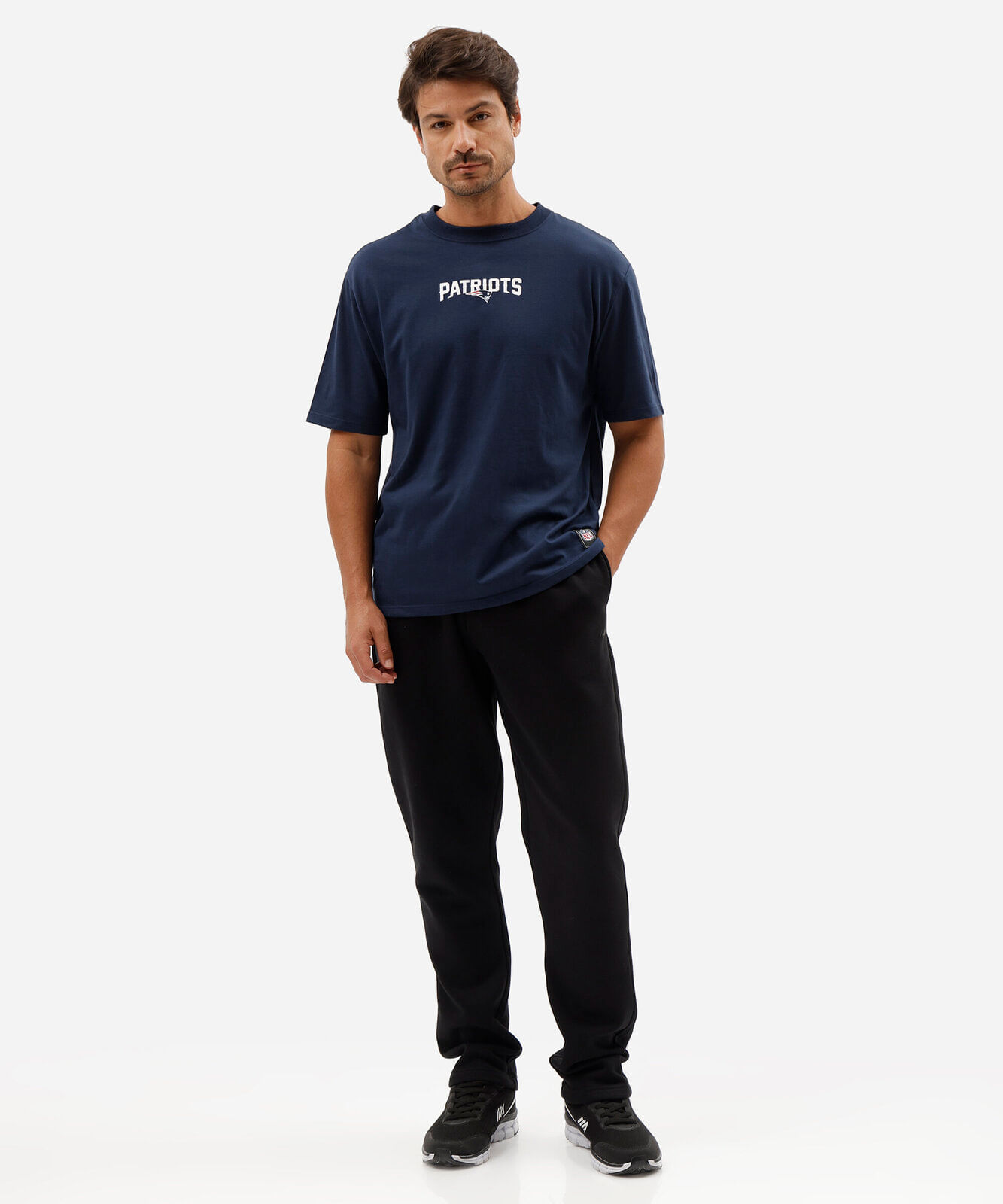 camiseta masculina com algodão manga curta patriots nfl azul