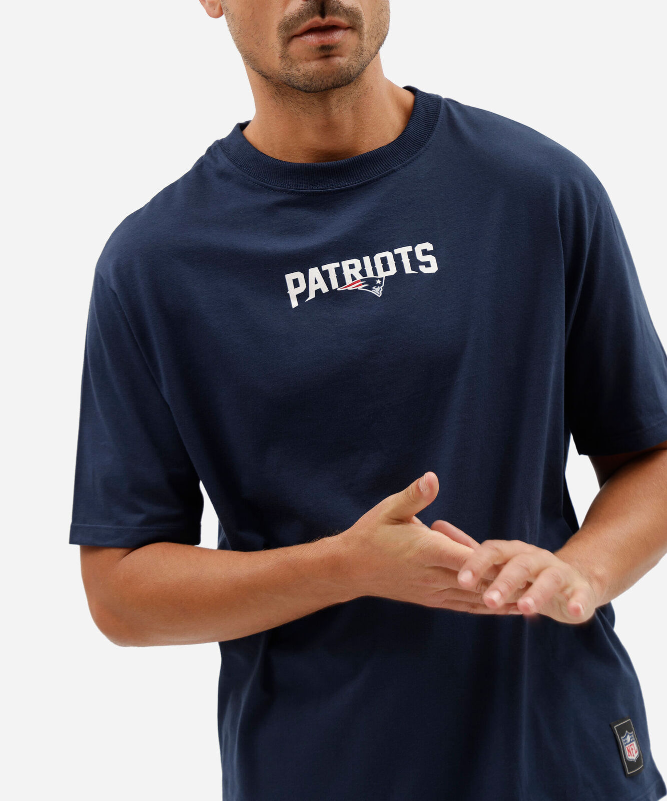 camiseta masculina com algodão manga curta patriots nfl azul