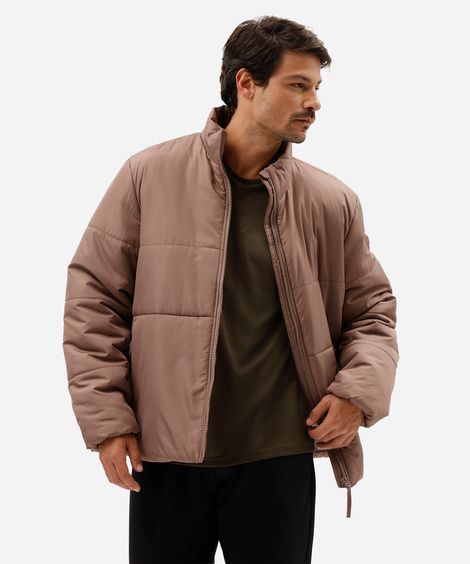 jaqueta masculina puffer esportiva marrom