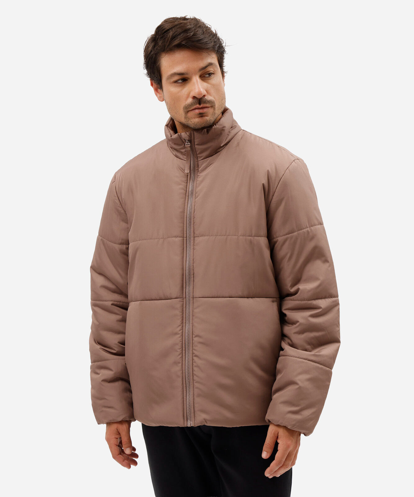 jaqueta masculina puffer esportiva marrom