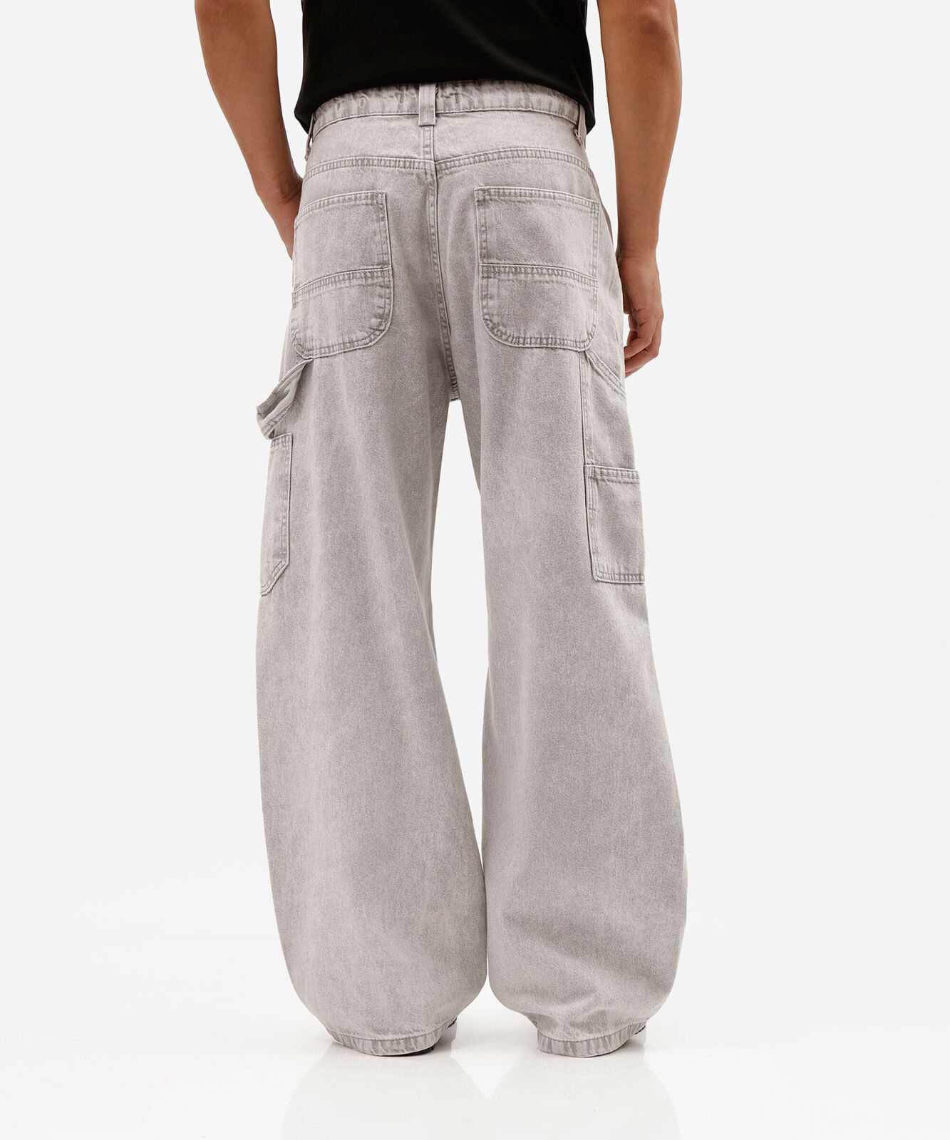 calça super baggy masculina jeans cinza