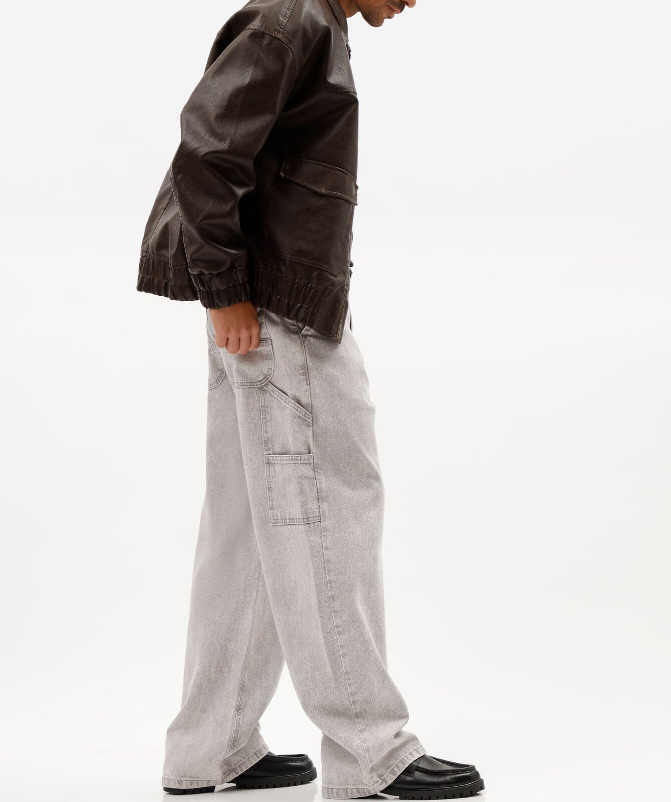 calça super baggy masculina jeans cinza