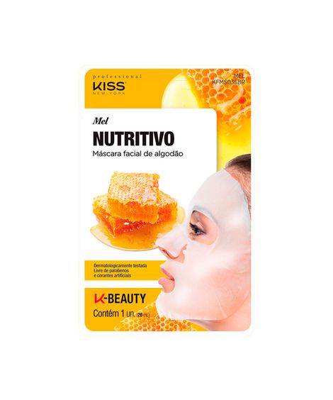 máscara facial kiss new york professional de algodão mel