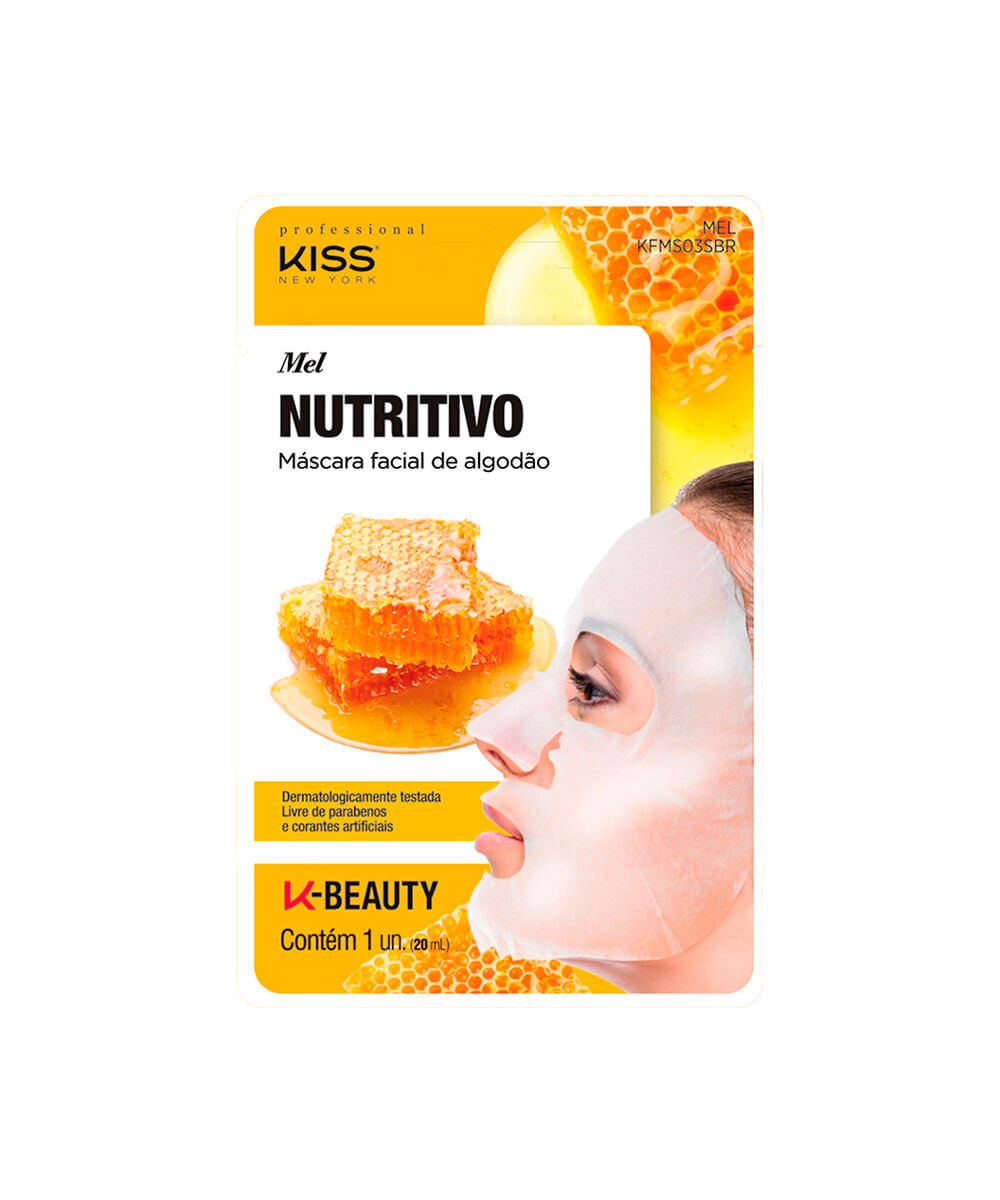 máscara facial kiss new york professional de algodão mel