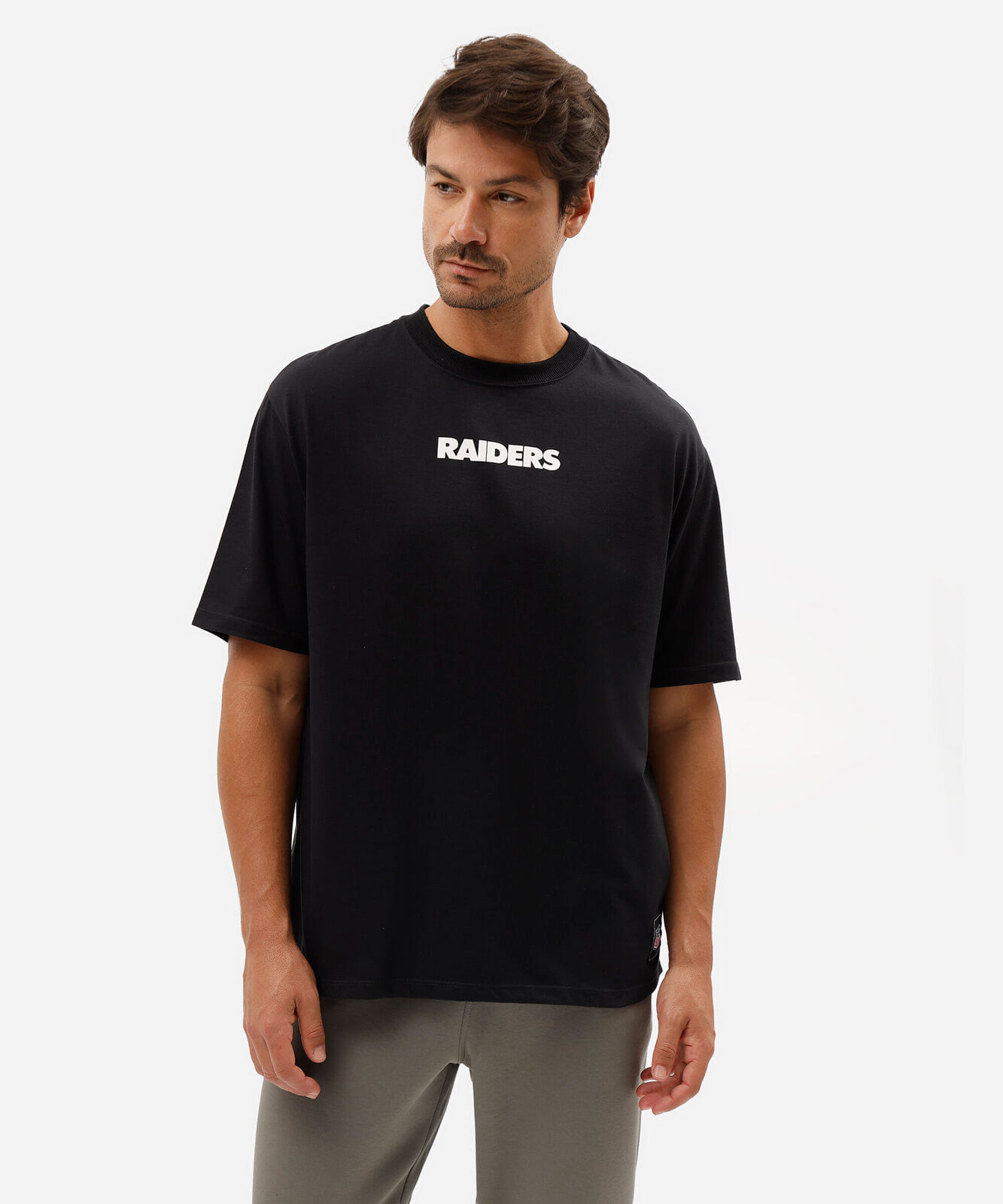 camiseta masculina com algodão manga curta raiders nfl preta