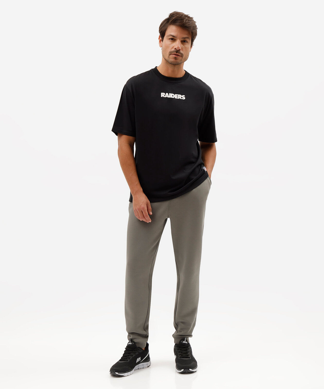 camiseta masculina com algodão manga curta raiders nfl preta