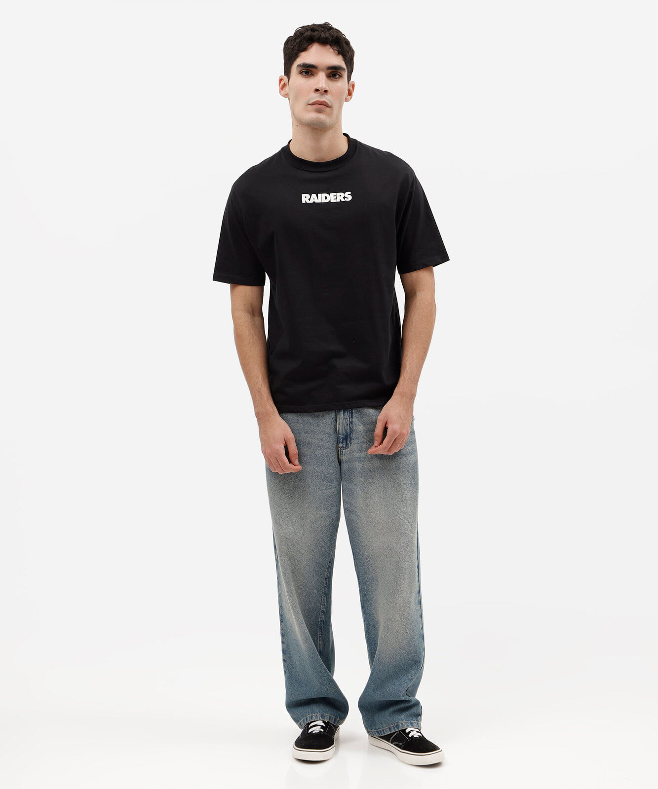 camiseta masculina com algodão manga curta raiders nfl preta
