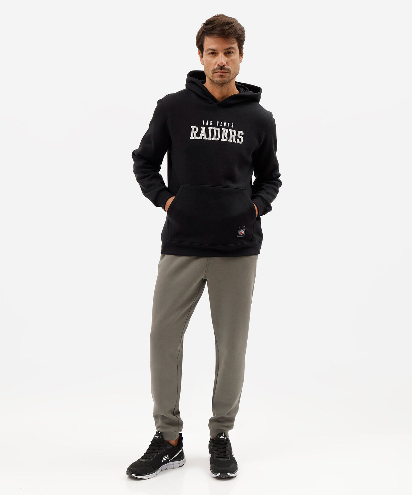 blusão masculino de moletom com capuz raiders nfl preto