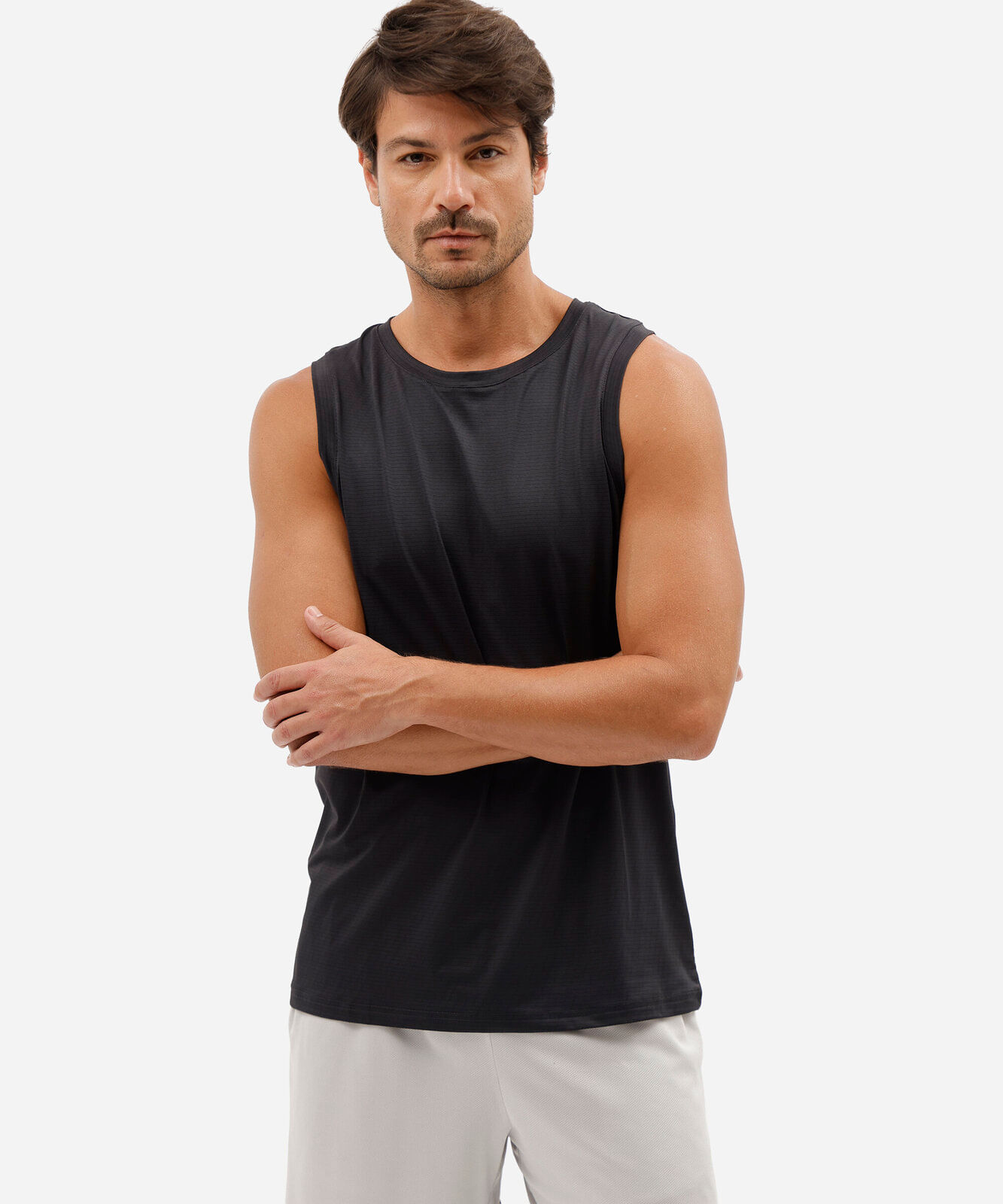 regata masculina esportiva texturizada preta