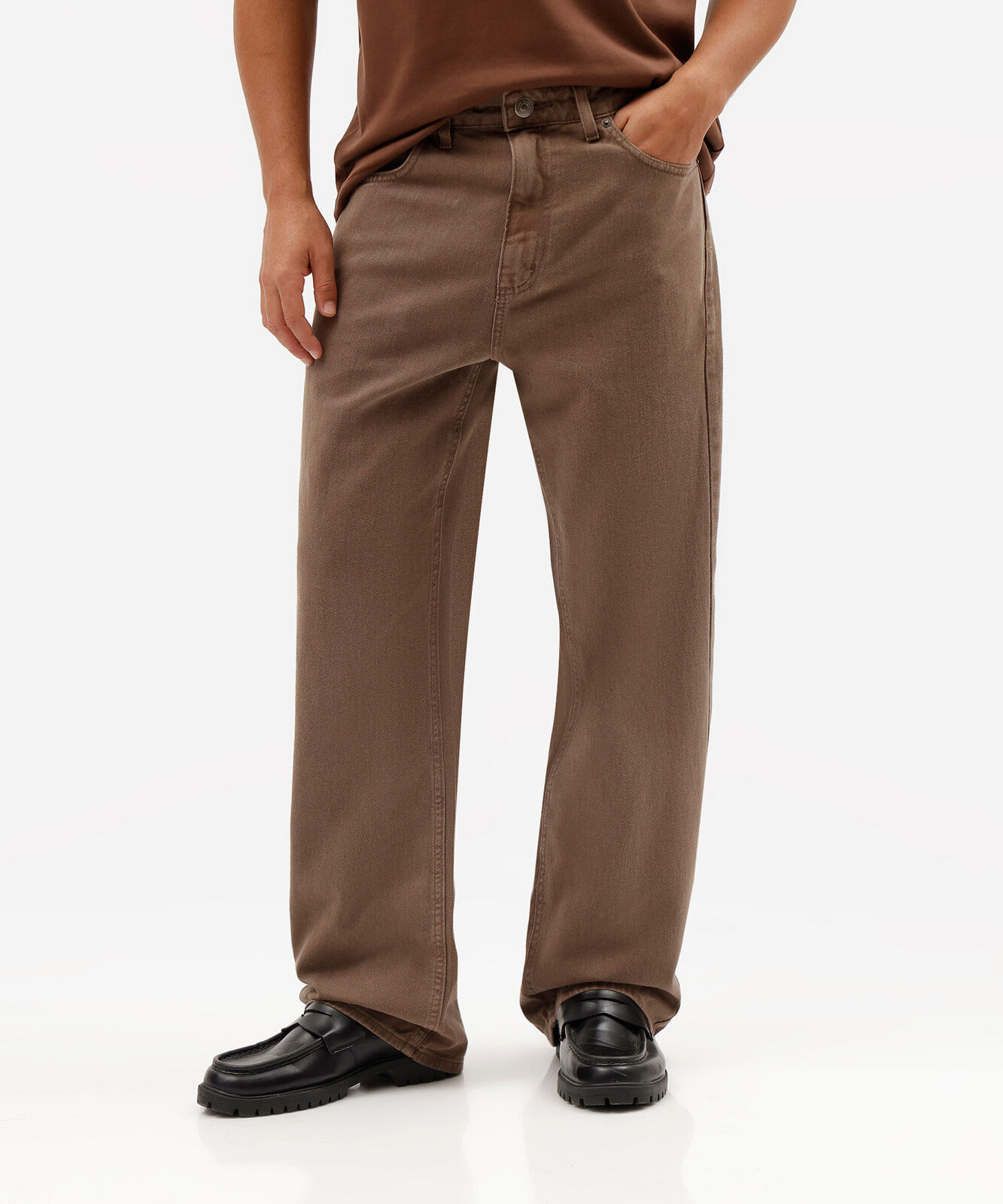 calça baggy masculina de sarja marrom