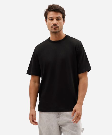 camiseta masculina de algodão peruano manga curta preta