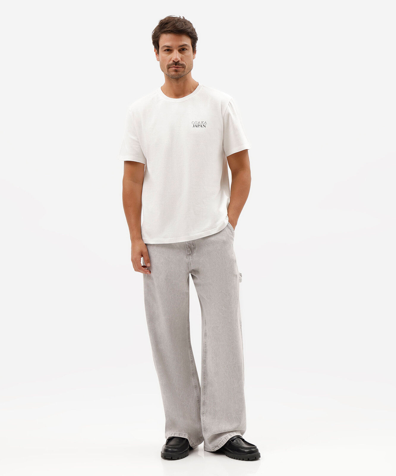 camiseta masculina de algodão manga curta estampada off white