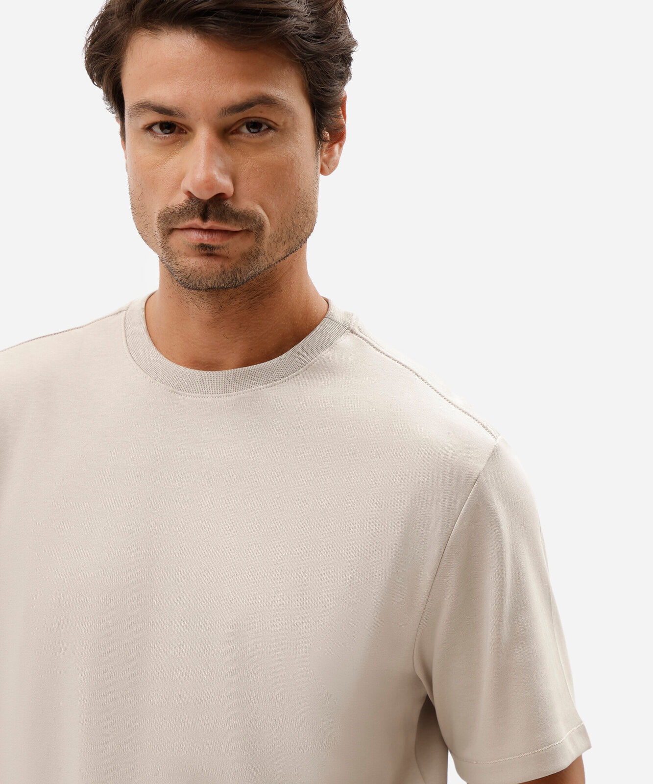 camiseta masculina de algodão peruano manga curta cinza
