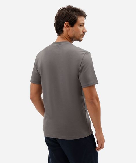 camiseta slim fit masculina de algodão peruano manga curta cinza