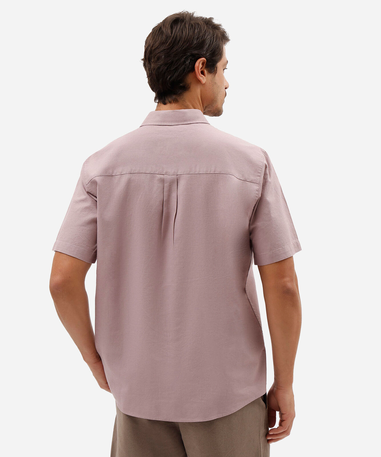 camisa comfort masculina com linho manga curta lilás