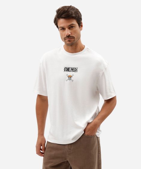 camiseta masculina com algodão manga curta one piece off white