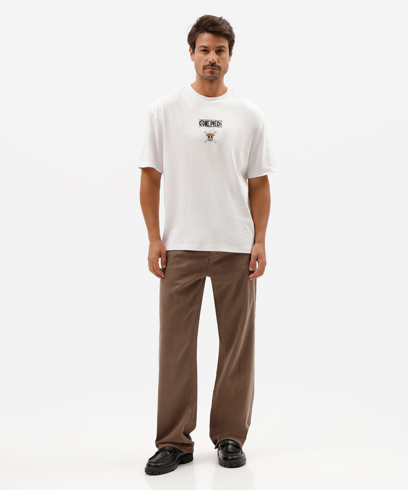 camiseta masculina com algodão manga curta one piece off white