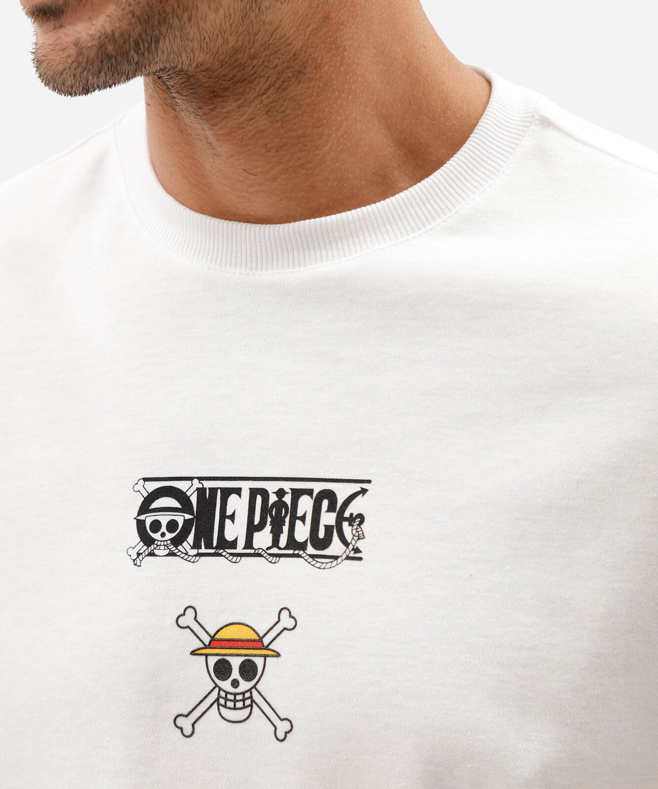 camiseta masculina com algodão manga curta one piece off white