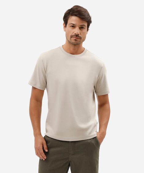 camiseta slim fit masculina de algodão peruano manga curta cinza