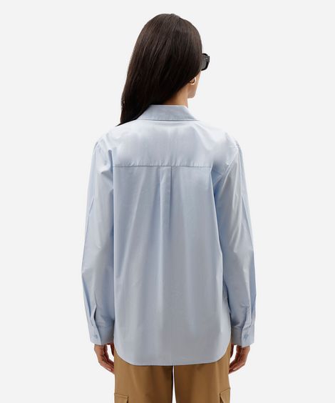 camisa boxer feminina de algodão manga longa azul