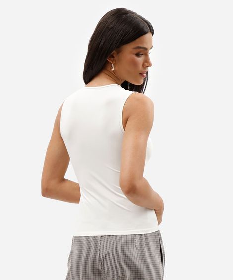 regata feminina de poliamida decote quadrado off white