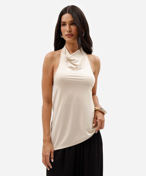 blusa frente única feminina decote degagê assimétrica off white