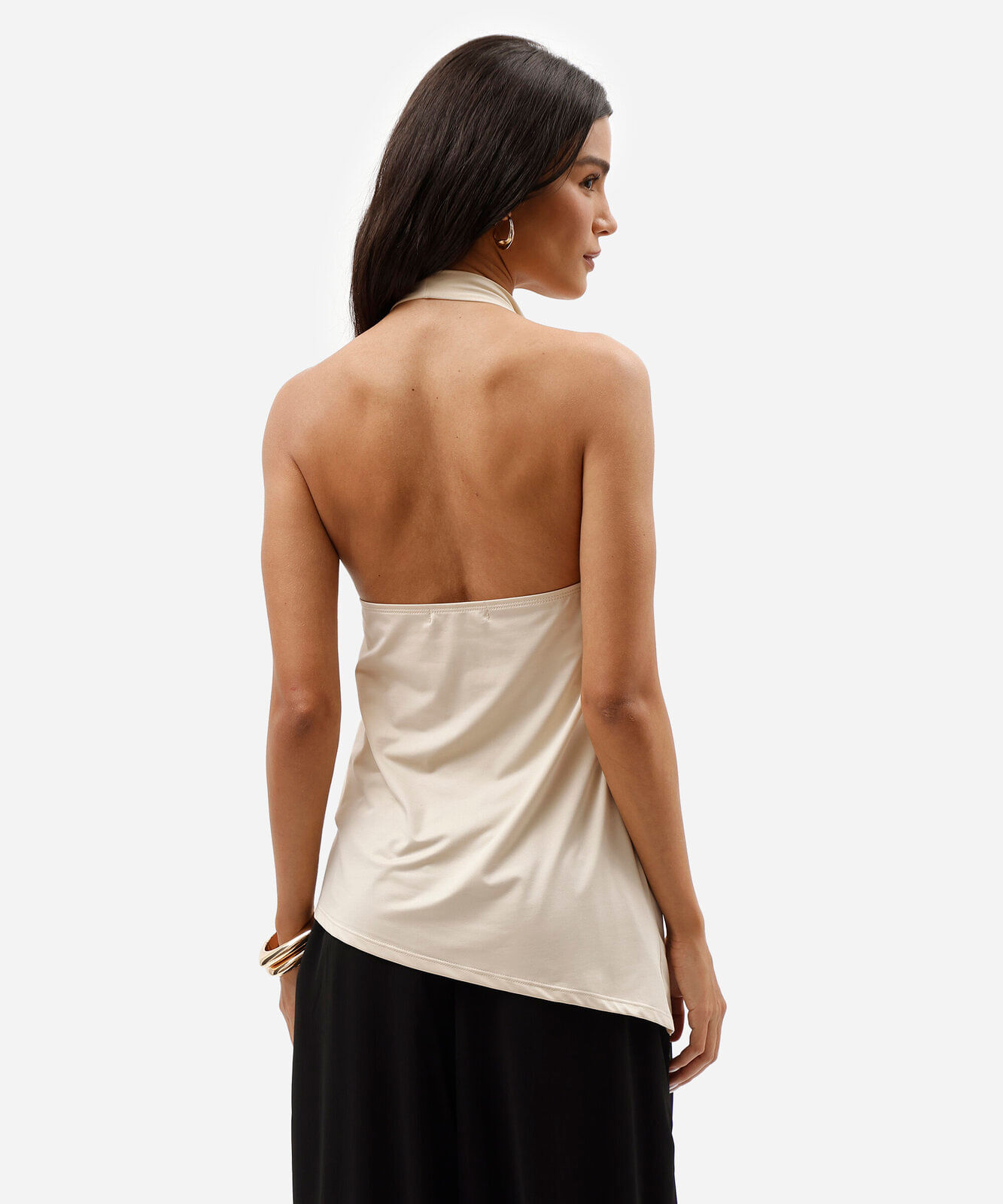 blusa frente única feminina decote degagê assimétrica off white