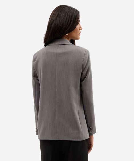 blazer de alfaiataria feminino botões dourados cinza