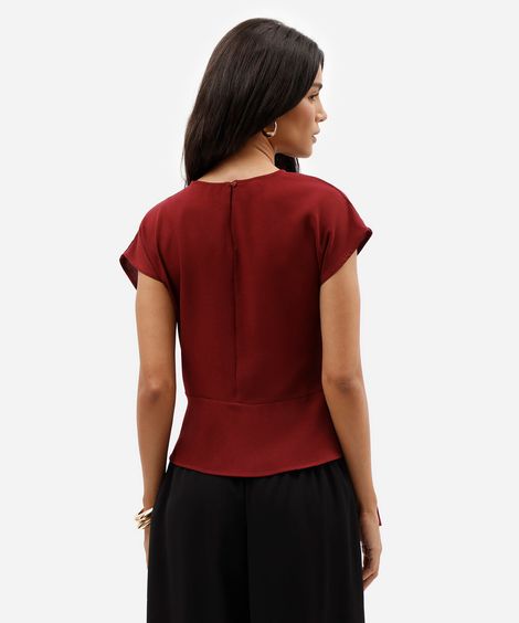 blusa feminina com amarração manga curta vinho