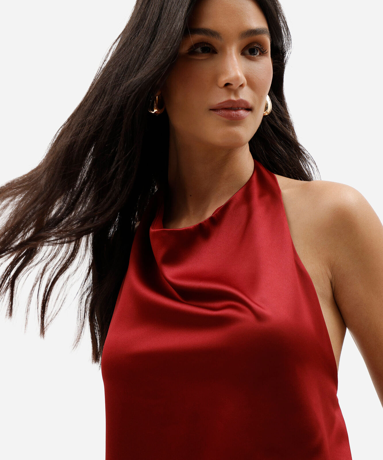 blusa frente única feminina decote degagê acetinada vinho