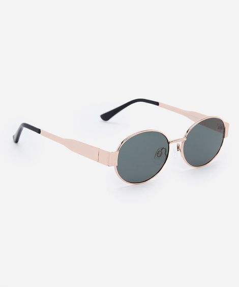 óculos de sol feminino oval de metal dourado