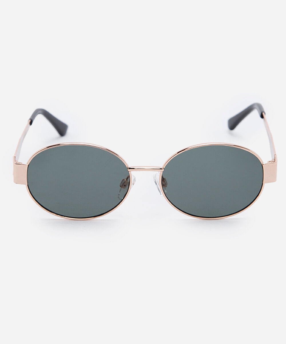óculos de sol feminino oval de metal dourado