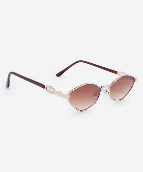 óculos de sol feminino oval de metal triton dourado