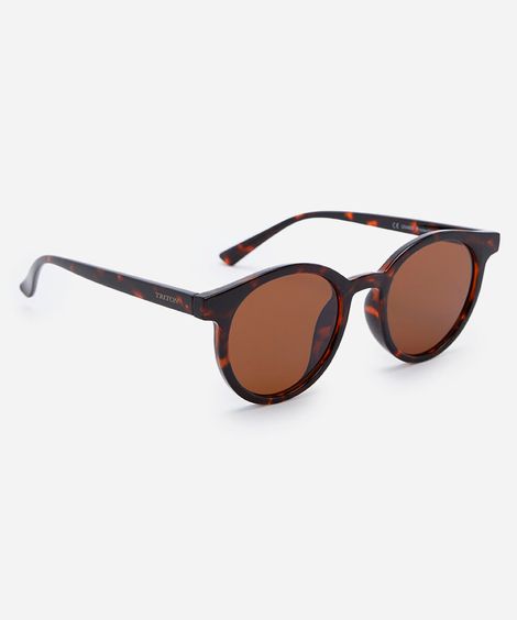 óculos de sol feminino redondo de acetato tartaruga triton marrom