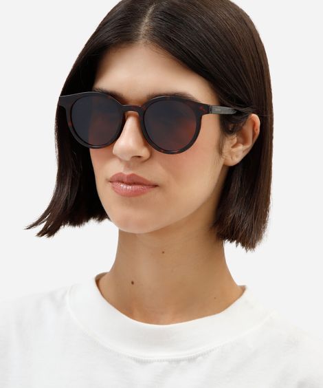 óculos de sol feminino redondo de acetato tartaruga triton marrom
