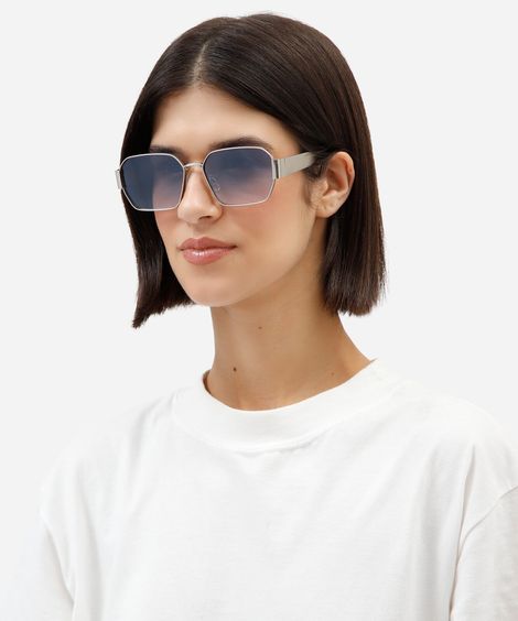 óculos de sol feminino quadrado de metal triton prateado