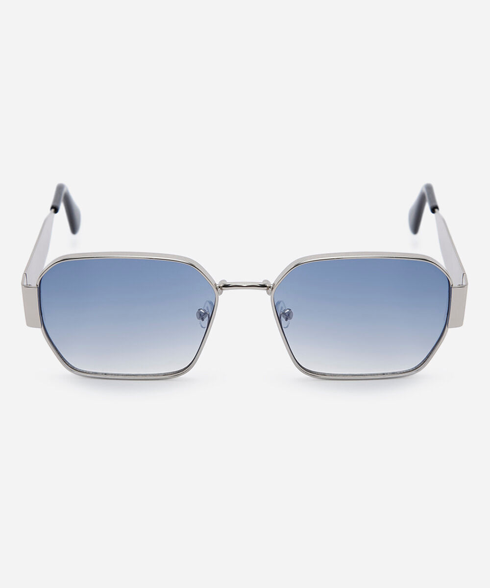 óculos de sol feminino quadrado de metal triton prateado