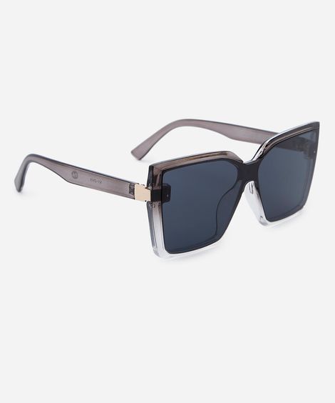 óculos de sol feminino quadrado de acetato cinza