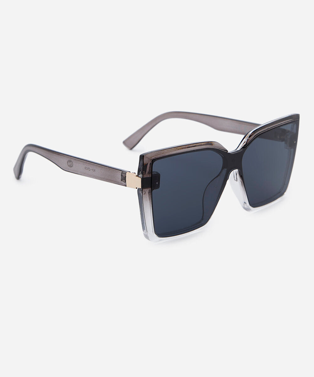 óculos de sol feminino quadrado de acetato cinza