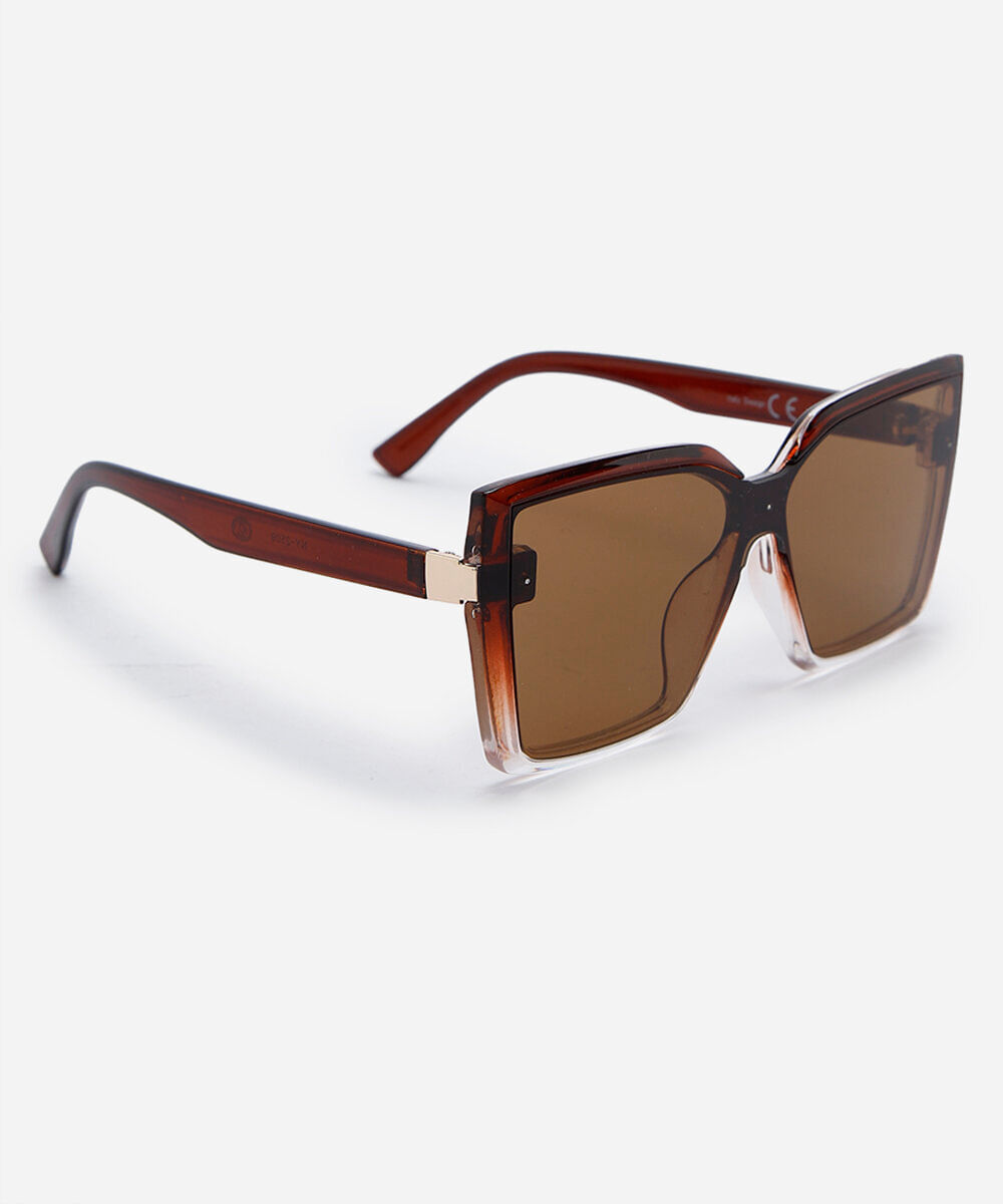 óculos de sol feminino quadrado de acetato marrom